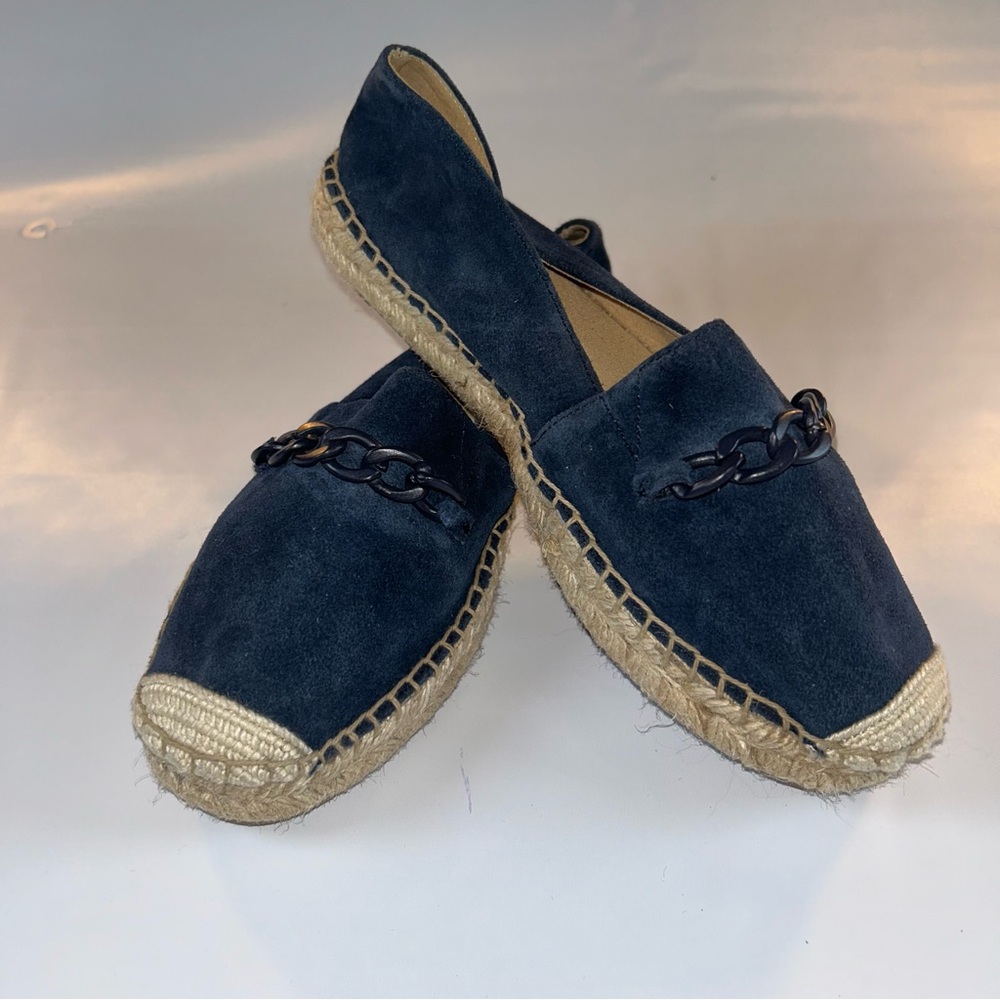 Talbots Women's Size 6.5 Indigo Blue Hadley Chain Suede Espadrilles